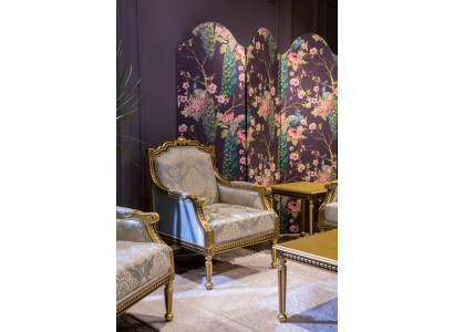 Sofá de una plaza de lujo tapizado diseñado en textil estilo Art déco.
