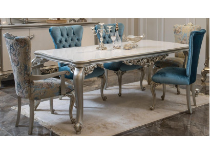 Mesa de comedor maravillosa en diseño clásico con tablero exclusivo.