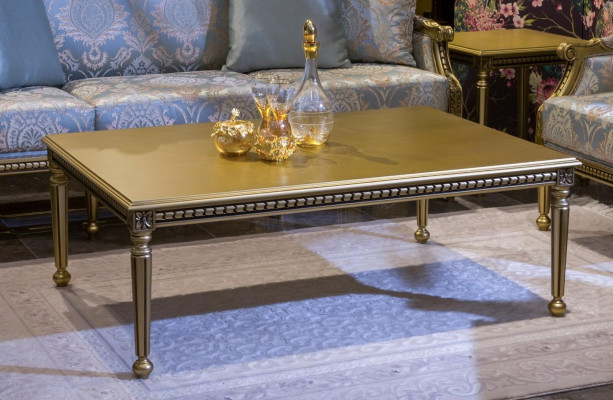 Sofá Mesa Mesas de café Sala de estar Lujo Diseño de mesa de café Dorado Nuevo