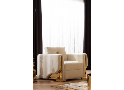 Diseño de sillón individual de tela para sala de estar Lounge de lujo en metal. Mueble de diseño de sofá.