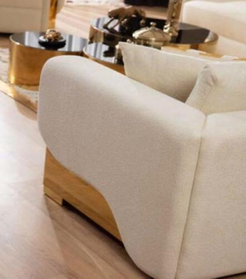 Diseño de sillón individual de tela para sala de estar Lounge de lujo en metal. Mueble de diseño de sofá.