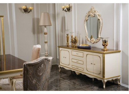 Mueble italiano Cómoda Dorada Barroco Rococó Aparador Cómodas de madera