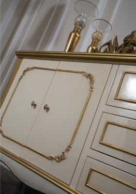 Mueble italiano Cómoda Dorada Barroco Rococó Aparador Cómodas de madera
