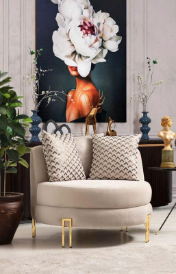 Sillón Tapizado Asiento Diseño Sofá Sillón Relax Tela Salón Lujo Sala de estar
