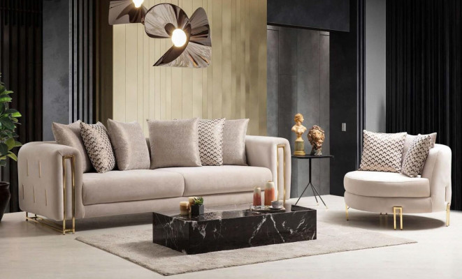 Sillón Tapizado Asiento Diseño Sofá Sillón Relax Tela Salón Lujo Sala de estar