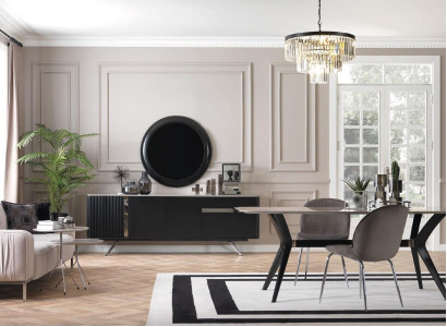7 piezas de lujo Loft diseño comedor juego de muebles mesa cómoda 4 sillas