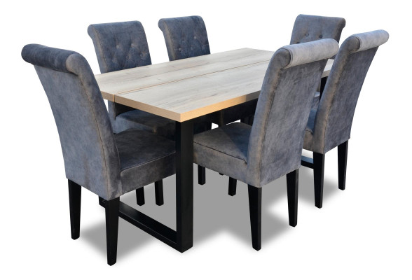 Conjunto clásico de mesa de comedor + 6 sillas Conjunto de sillas de respaldo Conjunto de mesa de comedor.