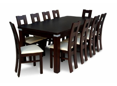 Mesa de comedor con 10 sillas Set de comedor Grupo de comedor Mesa de madera 200/290 cm