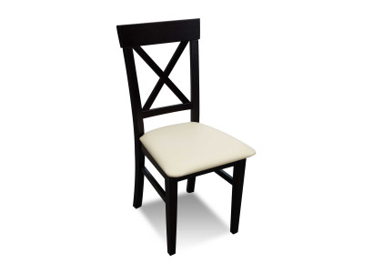Silla clásica de madera negra con asiento acolchado de diseño textil estilo moderno nuevo.