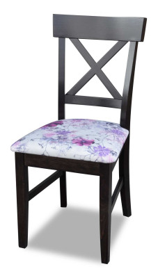 Silla clásica de madera negra con asiento acolchado de diseño textil estilo moderno nuevo.