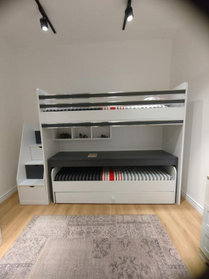 Litera juvenil de madera para habitación juvenil, cama para niños, literas juveniles, cama alta, litera nueva.