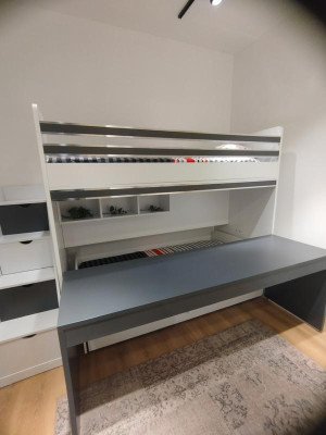 Litera juvenil de madera para habitación juvenil, cama para niños, literas juveniles, cama alta, litera nueva.