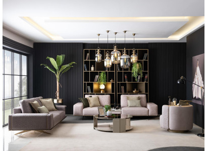 Lujo conjunto de sofás de 3+3+1 plazas, juego de muebles de sofá, cojines de asiento.