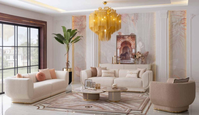 Juego de sofá 3+3+1 asiento Cojín de sofá Diseño de muebles de lujo Nuevo