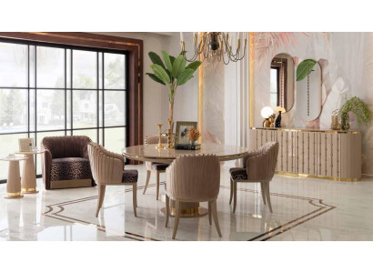 Conjunto de comedor Mesa de comedor 4 sillas Aparador Espejo Grupo de comedor Juego de comedor de 8 piezas