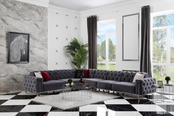 Sofá esquinero moderno en forma de L para sala de estar, color gris, madera, textil, sofás.