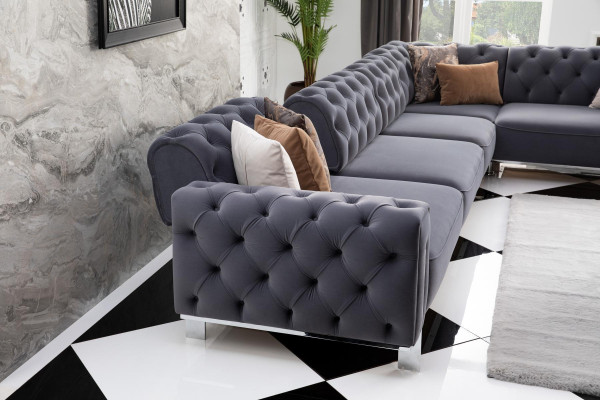 Sofá esquinero moderno en forma de L para sala de estar, color gris, madera, textil, sofás.