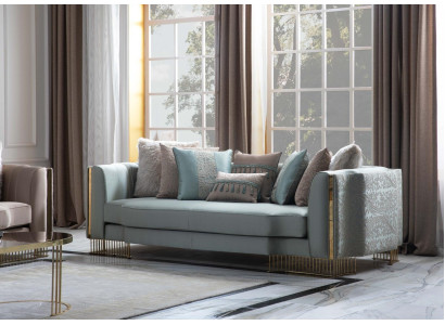 Sofá turquesa de tres plazas, sofás, muebles, sofá, elegante decoración de villas.