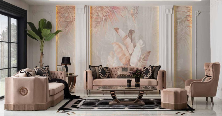 Conjunto de sofás de lujo 4+3+1 juego de sillones diseño moderno muebles Chesterfield