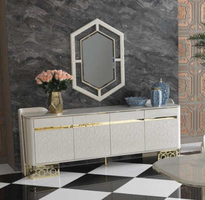Aparador de diseño moderno de lujo para sala de estar, mueble de alta calidad con espejo, juego de 2 piezas.