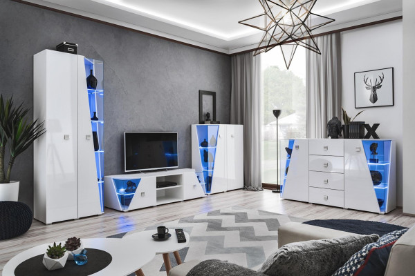 Conjunto de decoración de lujo para sala de estar de 3 piezas, pared de sala, muebles de diseño, vitrina de madera.