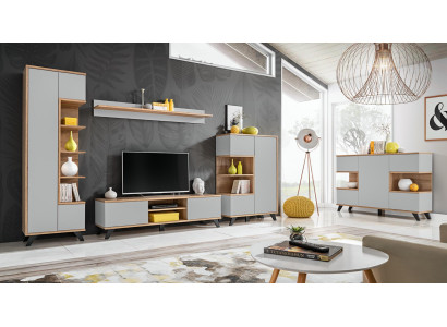 Juego de salón de lujo de 5 piezas, juego de muebles de madera para paredes de estar, soporte de TV nuevo.