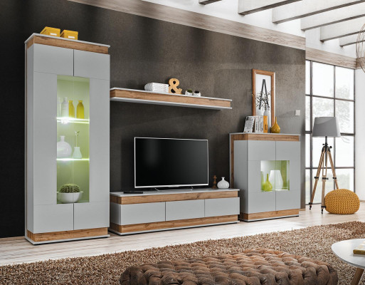 Conjunto de salón de lujo moderno de 4 piezas. Mueble de salón vitrina de madera, nuevo.