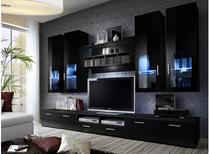 Mueble de pared completo diseño moderno Sala de estar Decoración Estantes Soporte de TV