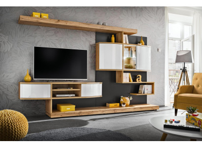 Mueble de pared marrón de lujo para sala de estar, diseño de sala de estar, soporte de TV de diseñador, muebles nuevos.