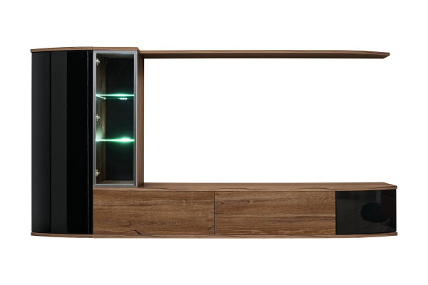 Conjunto de muebles de salón de lujo con soporte para TV de madera, estante de pared y armario de pared. Nuevo.