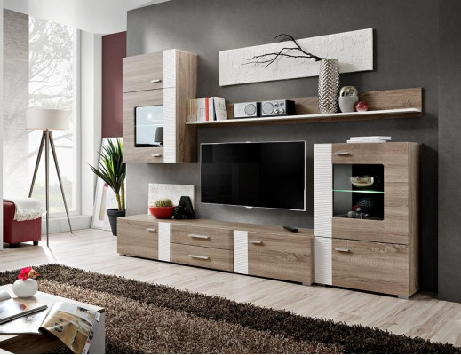 Mueble de televisión de pared estilo moderno de madera para la sala de estar, estantería, muebles, armario nuevo.