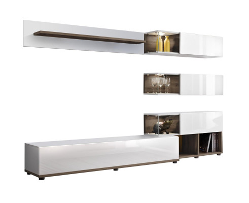 Mueble de pared estante de diseño soporte de TV estante sala de estar decoración de madera