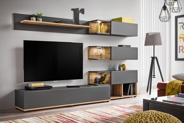 Mueble de salón de lujo estante de pared estante de sala de estar soporte de TV moderno diseño de madera diseñador.