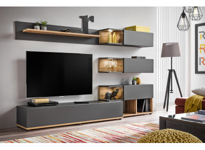 Mueble de salón de lujo estante de pared estante de sala de estar soporte de TV moderno diseño de madera diseñador.