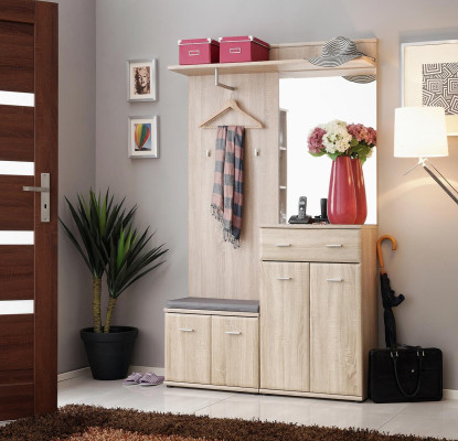 Diseño moderno, guardarropa de entrada de lujo, perchero de ropa de madera, muebles, pasillo, nuevos