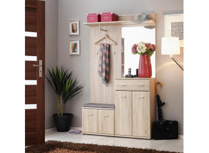 Diseño moderno, guardarropa de entrada de lujo, perchero de ropa de madera, muebles, pasillo, nuevos
