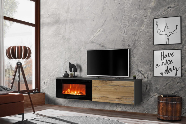 Moderno soporte de TV con chimenea Sala de estar de lujo Diseño de muebles de madera nuevo