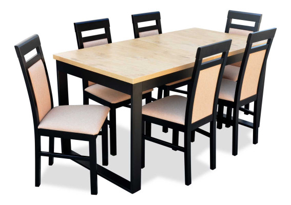 Conjunto moderno de comedor mesa de madera 6x sillas juego de 7 piezas.