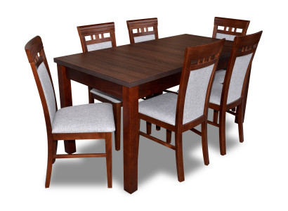 Clásico conjunto de comedor de diseño con mesa de madera + 6 sillas conjunto de sillas.