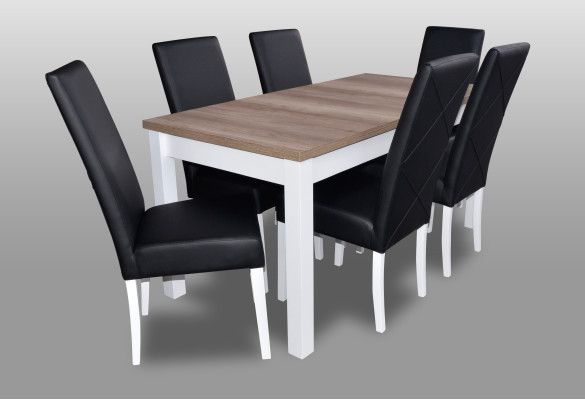Conjunto completo de mesa y sillas de comedor de cuero moderno, un juego de 7 piezas.