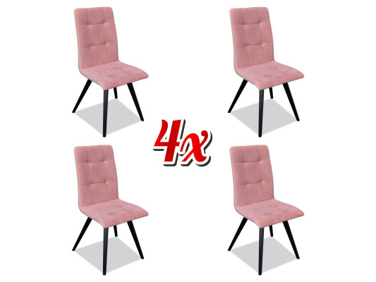 Juego de sillas 4x Sillas Tapizadas en Tela Respaldo de Madera Maciza Comedor Asientos Muebles de Madera