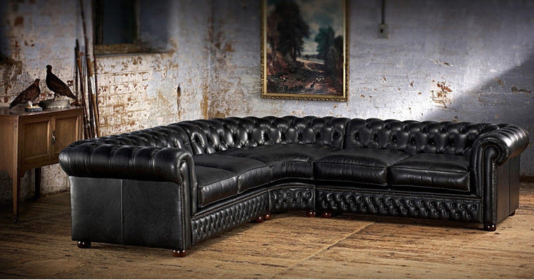 Sofá esquinero Chesterfield Sofá Couch Esquinero de tapicería Sofá de cuero 100% cuero