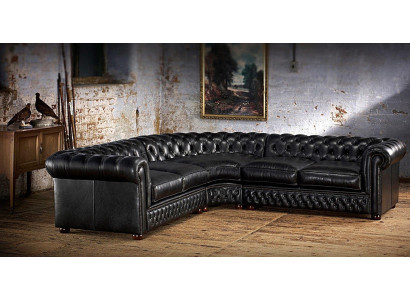 Sofá esquinero Chesterfield Sofá Couch Esquinero de tapicería Sofá de cuero 100% cuero