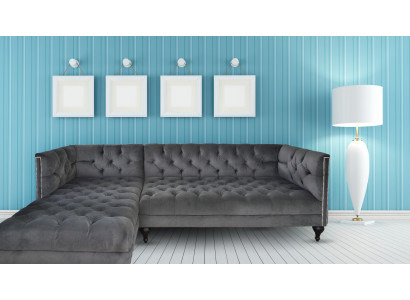 Sofá de tela tapizado sofá muebles de diseñador sofá de tela gris.