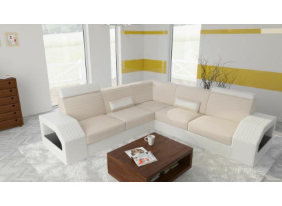 Designer Sofa Couch Ecksofa Leder Textil Polster Garnitur Wohnlandschaft L Form