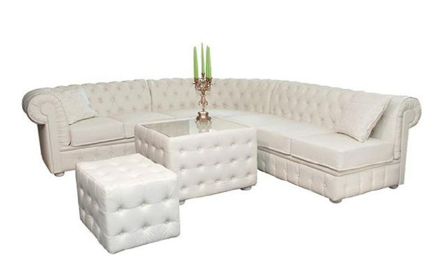 Sofá esquinero Chesterfield Sofa de cuero tapizado clásico conjunto de sofá esquinero.