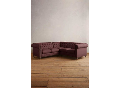 Chesterfield Sofá esquinero Couch Diseñador Tapizado Esquina Textil Sofá Conjunto 1013-14