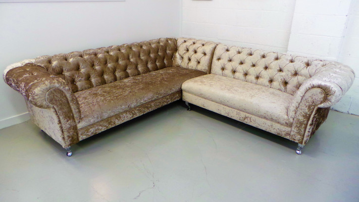 Chesterfield sofá esquinero tapizado nuevo conjunto sofá esquinero sofá de cuero textil.