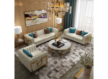 Sofá tapizado de cuero, juego de sala, asiento tapizado 2+1, diseñador.