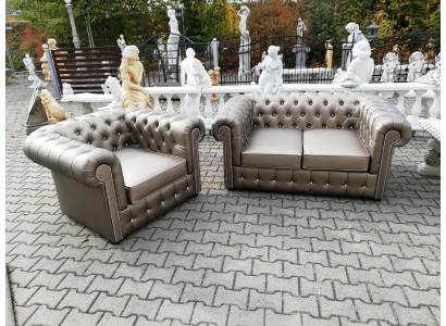 Conjunto de sofá Chesterfield de diseñador Sofá Couch 2+1 tapizado conjunto de asiento dorado